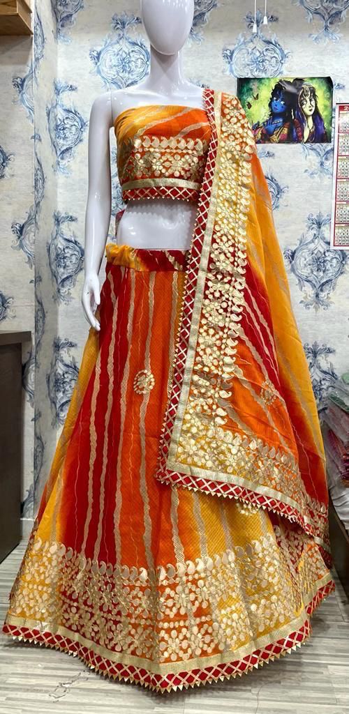 Buy BownBee Sleeveless Bandhani Design Printed & Gota Patti Embellished  Choli With Coordinating Lehenga & Dupatta Blue for Girls (4-5Years) Online  in India, Shop at FirstCry.com - 14483546
