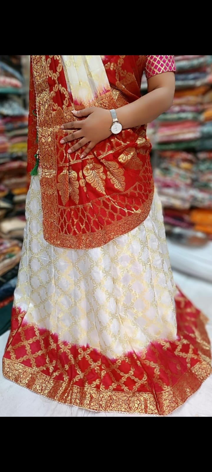 Rajasthani Bandhej Traditional Zari Ghatchola Lehengas Kml Or Yallow Green Lehenga