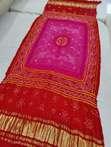 Pure Gaji Silk Bandhani Chandokhani Dupatta Nr Kcpc Rani Red