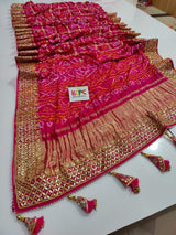 Pure Gaji Silk Bandhani Ghatchola Gotapatti Saree With Blouse Or Kcpc