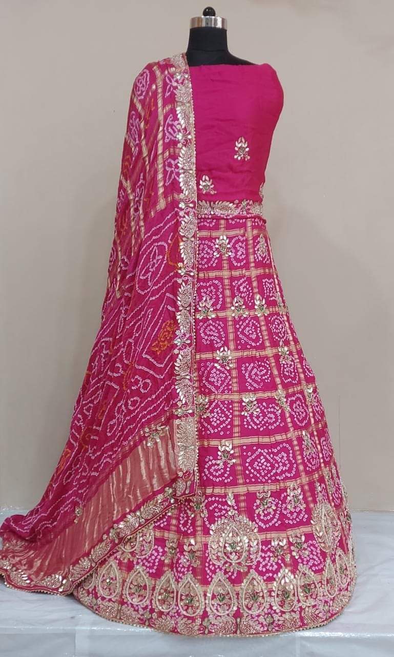KcPc New Beautiful Pure gajji silk Lehenga Set With Gotapatti Handwork SATISH
