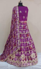 KcPc New Beautiful Pure gajji silk Lehenga Set With Gotapatti Handwork SATISH Purple