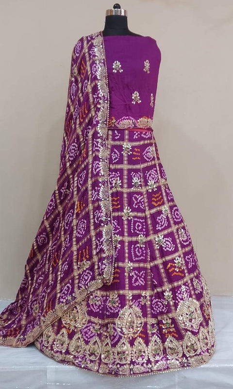 KcPc New Beautiful Pure gajji silk Lehenga Set With Gotapatti Handwork SRGC Purple