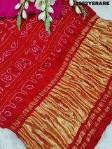  Gaji Silk Laddu Bhandej style Saree in red colour