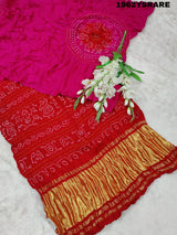  Gaji Silk Laddu Bhandej style Saree in red colour