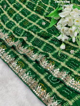  Gaji silk Bandhani Gota patti Work saree in green colour