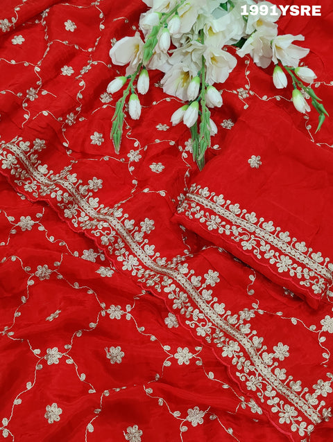 KcPc New beautiful H O Silk Bollywood Style Zari Thread Work Saree AMT