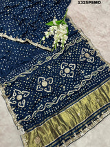 A navy blue pure modal silk saree 