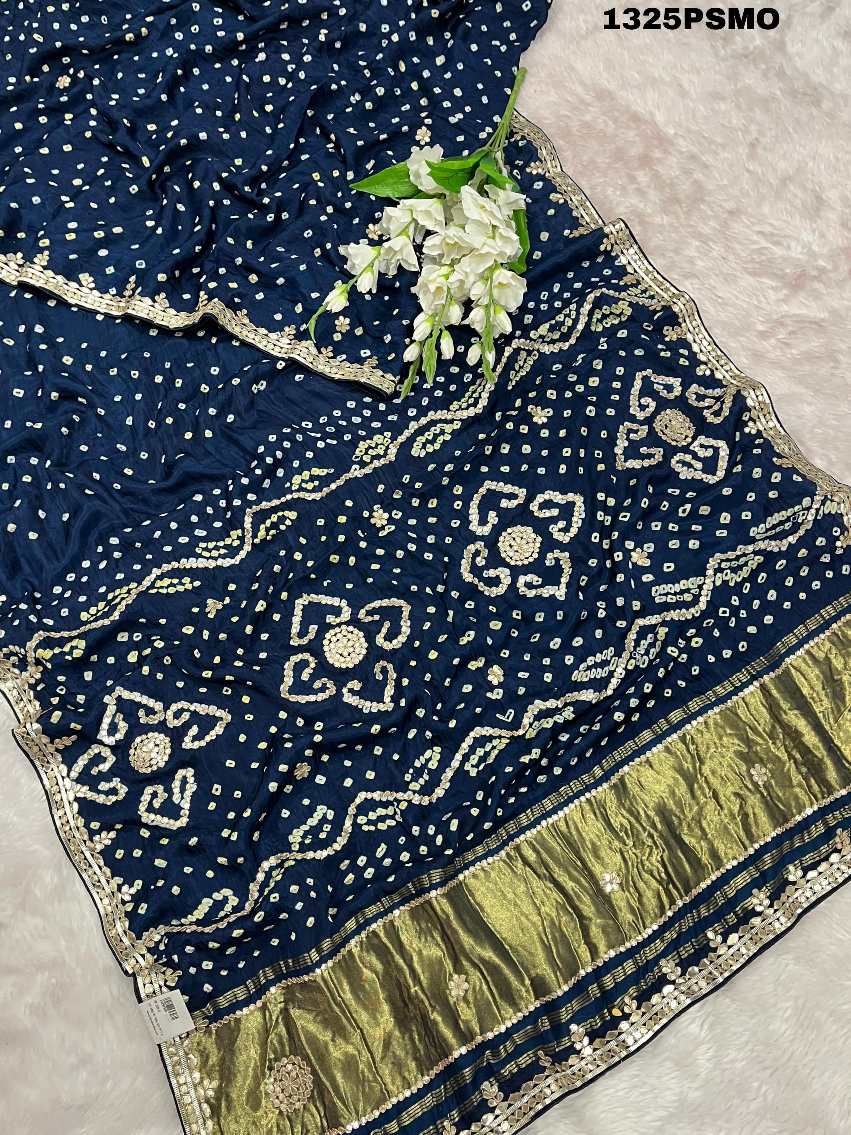 A navy blue pure modal silk saree 