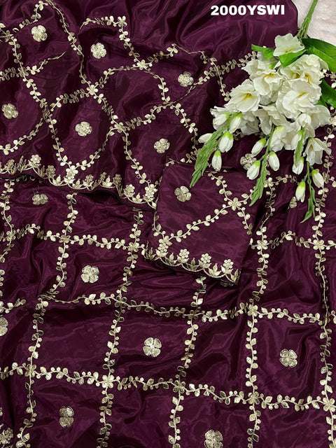 KcPc New Special Pure Modal Gaji Silk Bollywood Style Gotapatti work Saree AMT