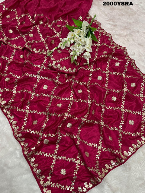 KcPc New Pure Modal Gaji Silk Bollywood Style Gotapatti work Saree AMT
