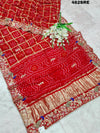 KcPc New Pure Gaji Silk Bandhani Ghatchola Heavy Gotapatti Work SareeAMT