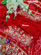 KcPc New Pure Gaji Silk Bandhani Ghatchola Heavy Gotapatti Work SareeAMT
