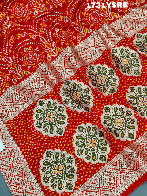 KcPc New Launched chinon Bandhani style Banarasi Work saree DC