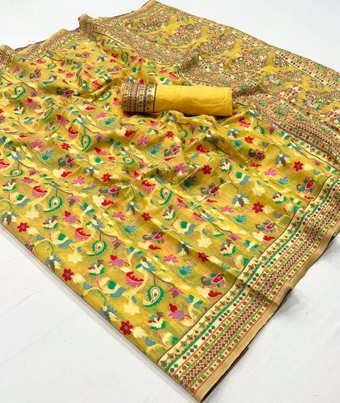 KcPc New Traditional Pashmina Cotton Silk Kashmiri Style Party wear Saree VJT