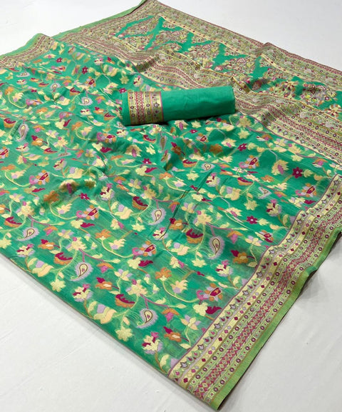 KcPc Special Pashmina Cotton Silk Kashmiri Style Party wear Saree VJT