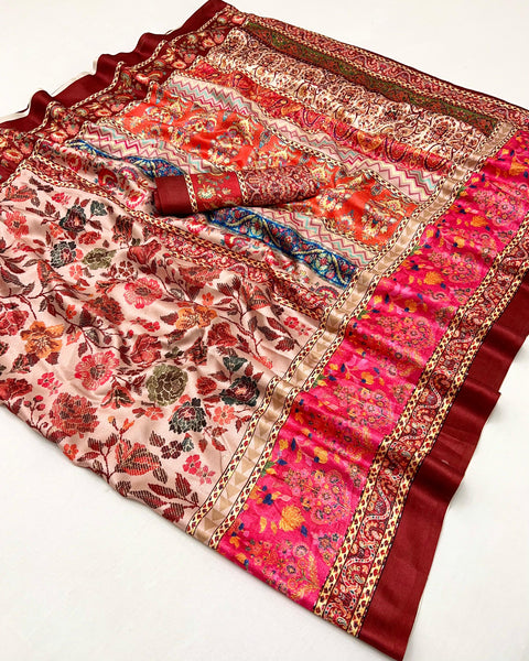 KcPc Special Pashmina Soft Silk Pashmina Style With Digital Print Work Saree VJT