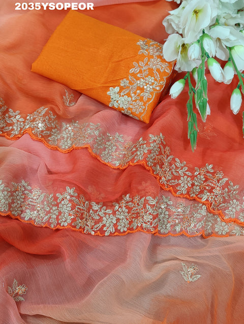KcPc New Chinon Rajwari Style with Petan Work saree SWA