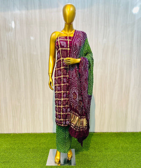 KcPc New Gaji Silk Ghatchola Style With Bandhani Work Suit ADIL