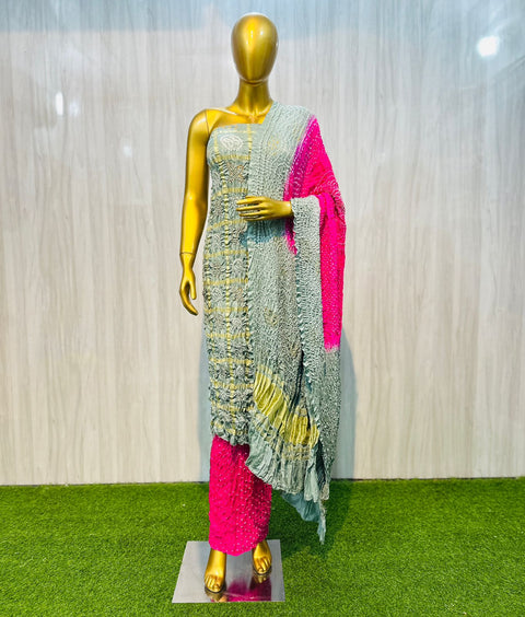 KcPc New Special  Gaji Silk Ghatchola Style With Bandhani Work Suit ADIL