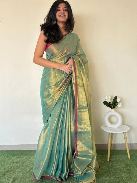 KcPc New Beautiful Tissue silk Bollywood Style Party Wear Saree SAM