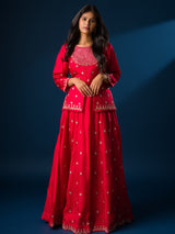 KcPc New Chinon crap Silk Zardoji Handwork indo western Dress MUL