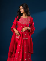 KcPc New Chinon crap Silk Zardoji Handwork indo western Dress MUL