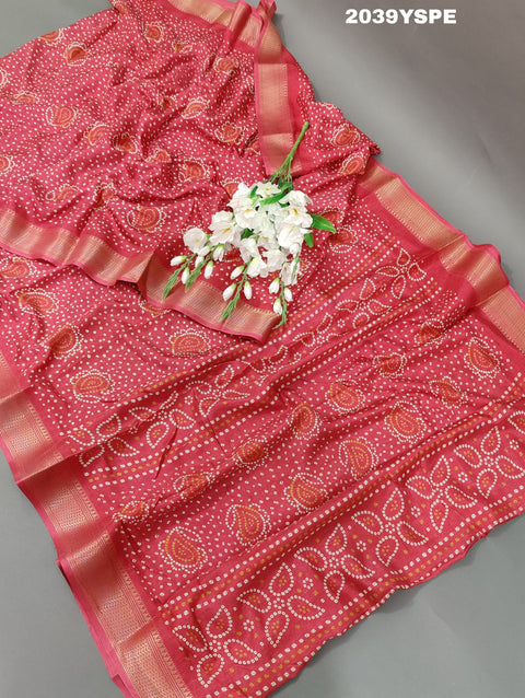 KcPc New Cotton silk Ajrakh style With Ajrakh HandPrint Work Saree STL