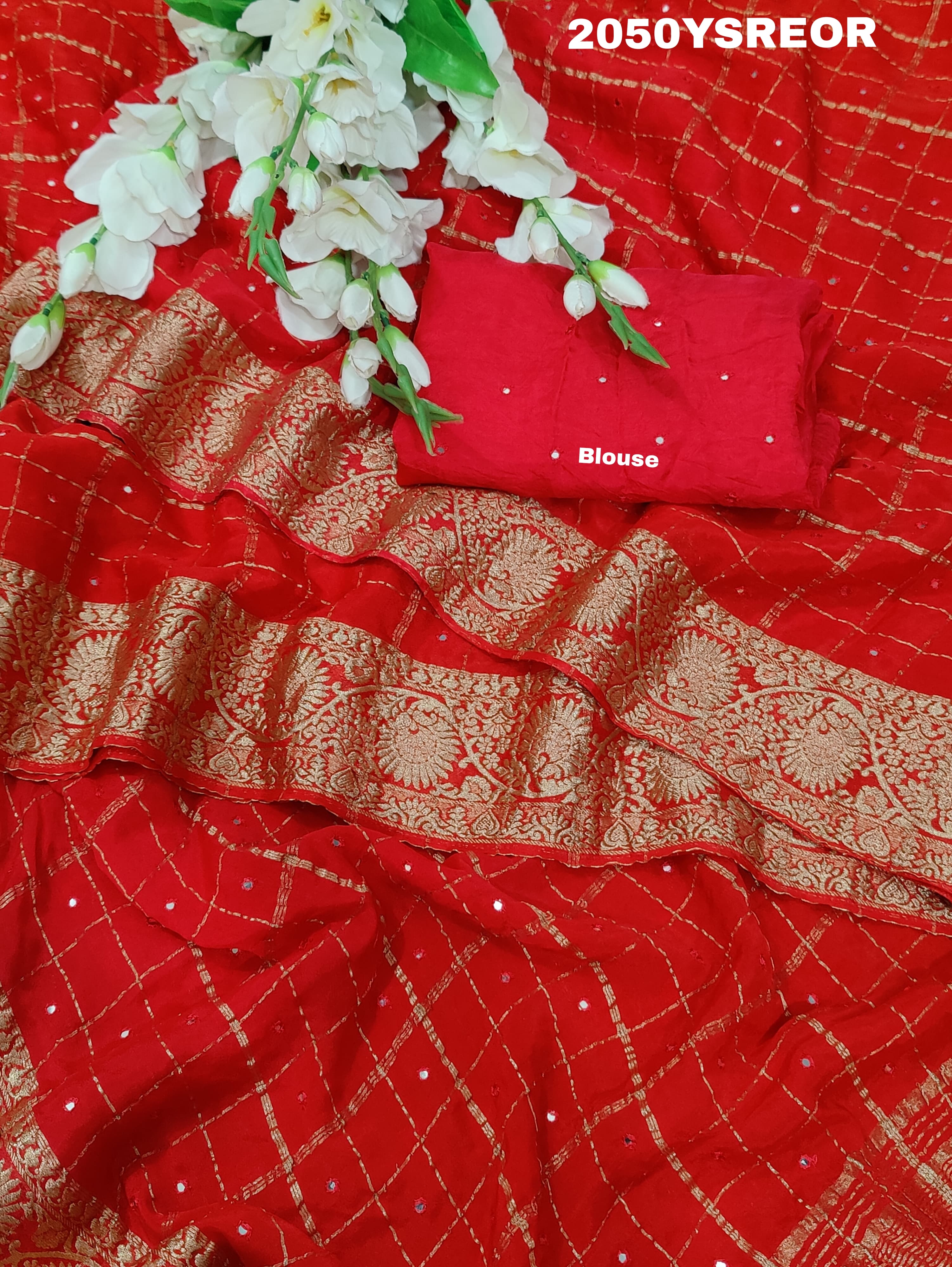 Khadi chiffon Ghatchola Style With Mirror Work Saree for festivals 