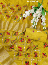 Silk Patola embroidery Style With Mirror Work Saree for festive season 