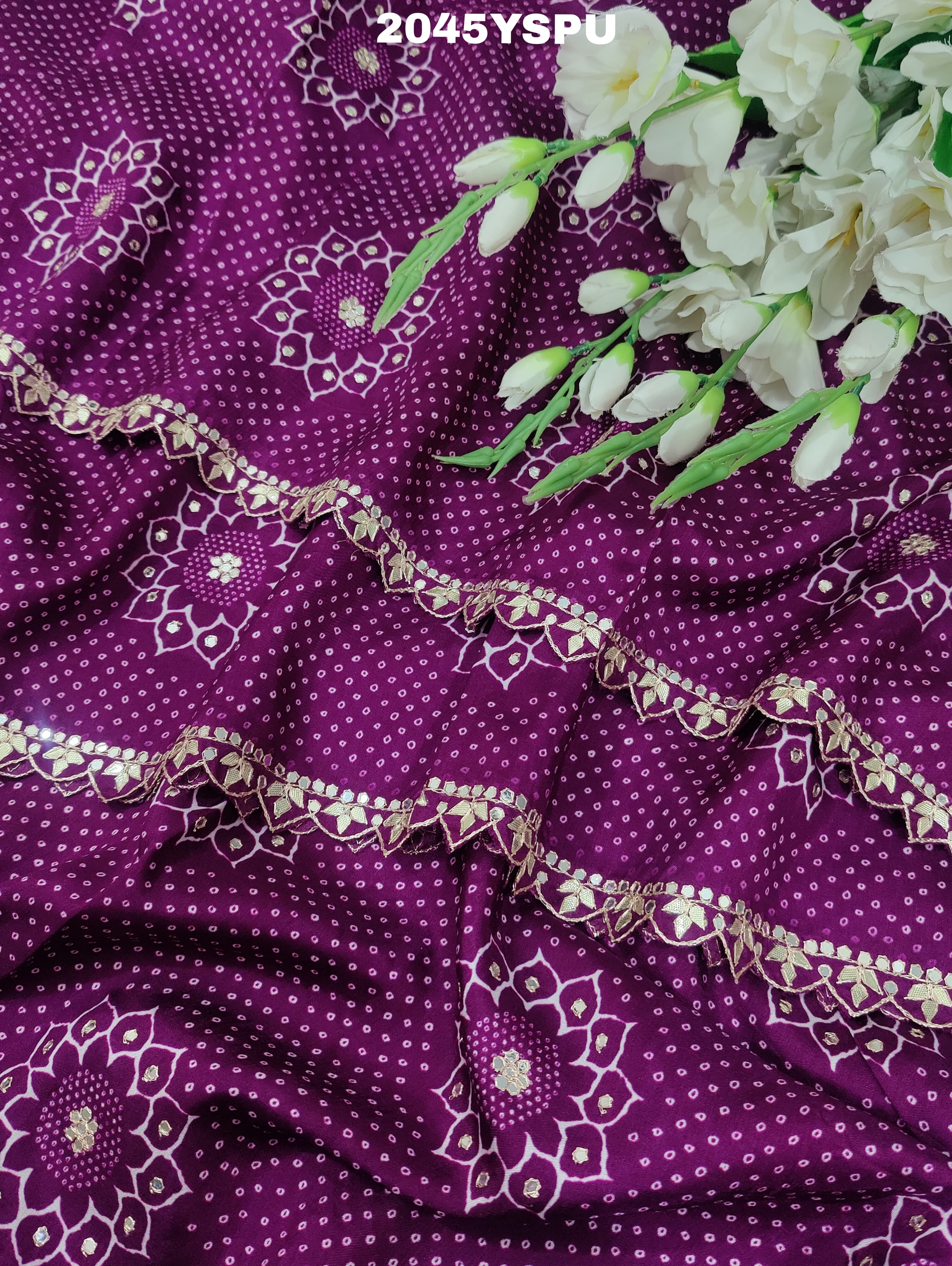  silk Piten Gota style With Aari tari Work Saree for festivals 
