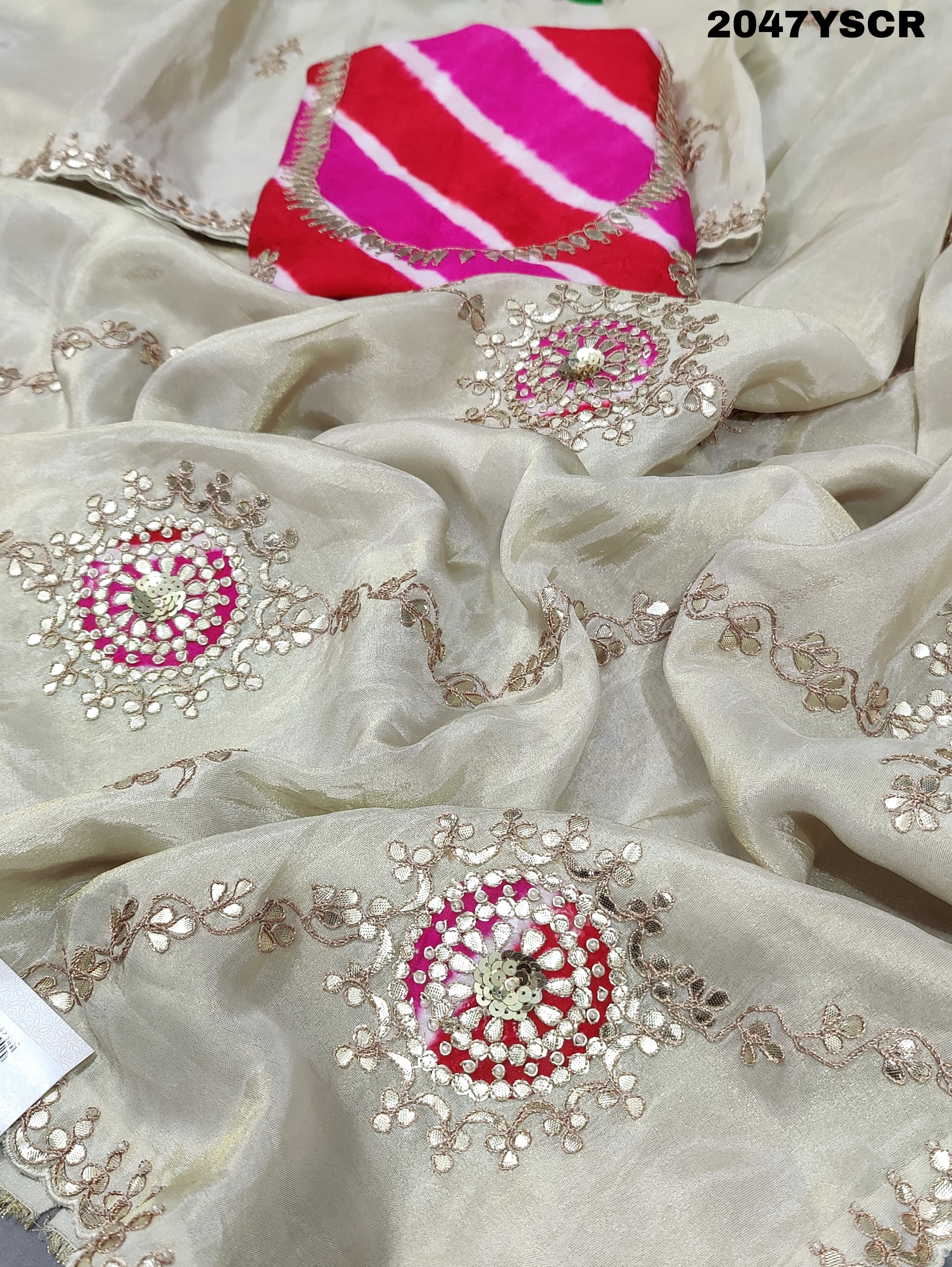 KcPc New Tissue Silk Designer With Gotapatti Work SareeANT