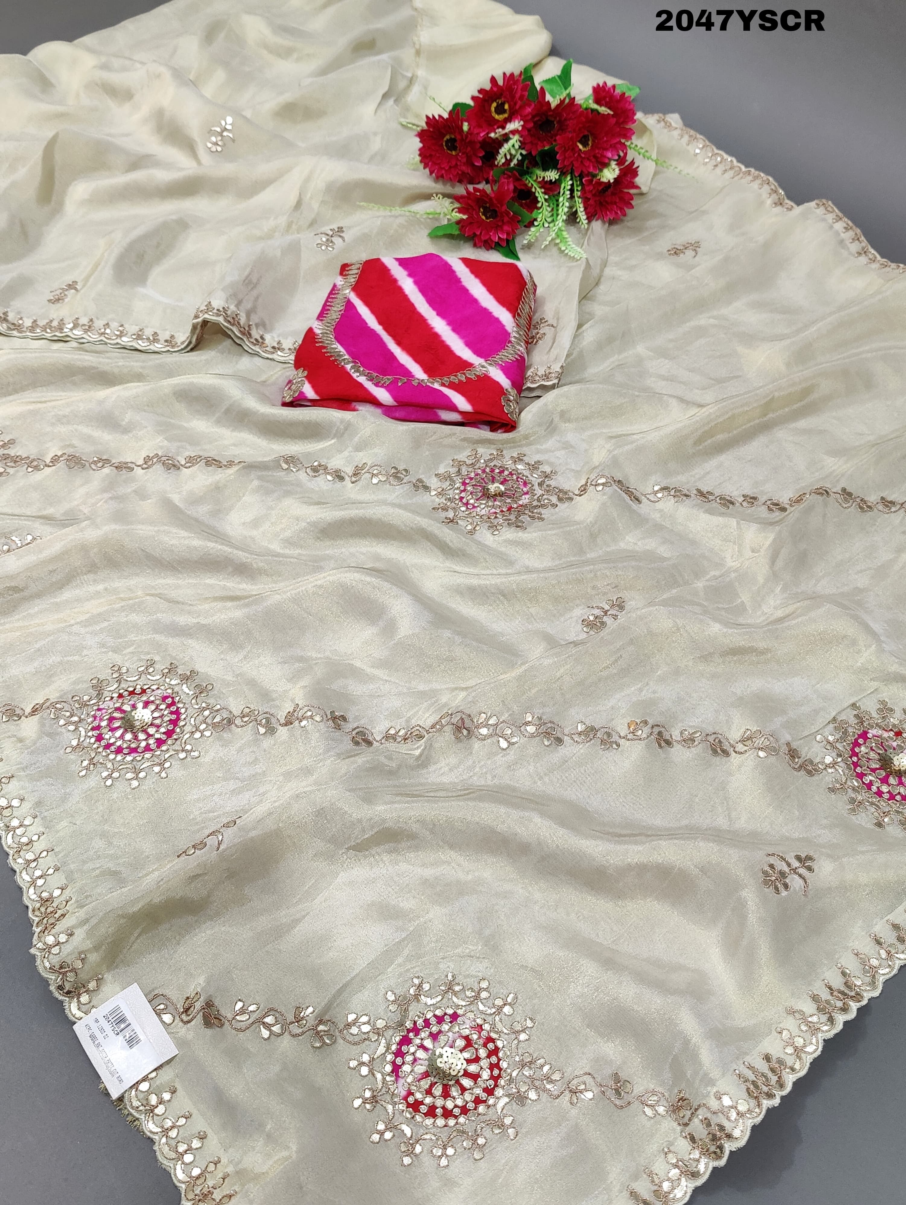 KcPc New Tissue Silk Designer With Gotapatti Work SareeANT