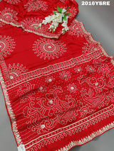Gaji Silk Fabiana Style With Gota patti Work Saree in red colour