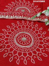 Gaji Silk Fabiana Style With Gota patti Work Saree in red colour