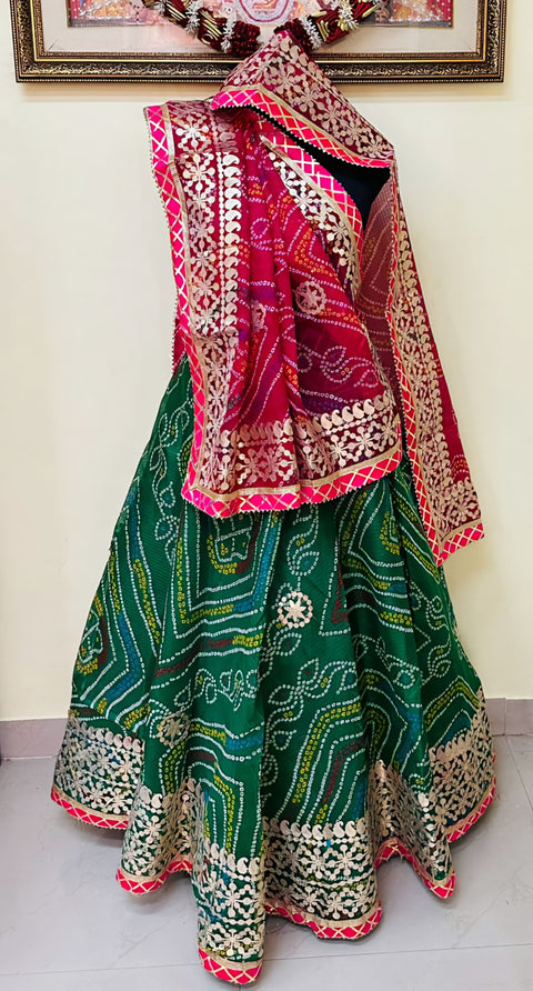 KcPc New  Pure Kota Doria Bandhej Gottapatti Lehenga KML
