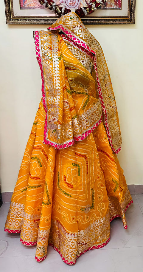 KcPc New Lounch Pure Kota Doria Bandhej Gottapatti Lehenga KML