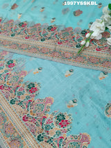 Pashmina Silk Traditional ModernPrinted Style Saree ice blue colour