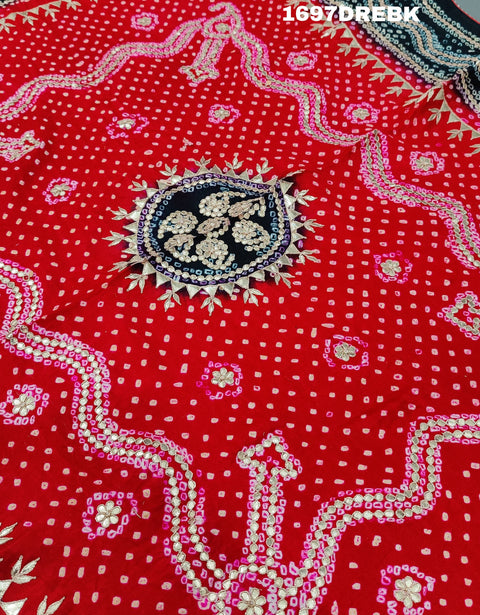 KcPc New Beautiful Designer Gaji Silk Bandhani Ghatchola Marwadi Pilia Dupatta