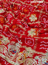 Gaji Silk Ghatchola Bandhej Style With Jaipuri Gotapatti Work Saree
