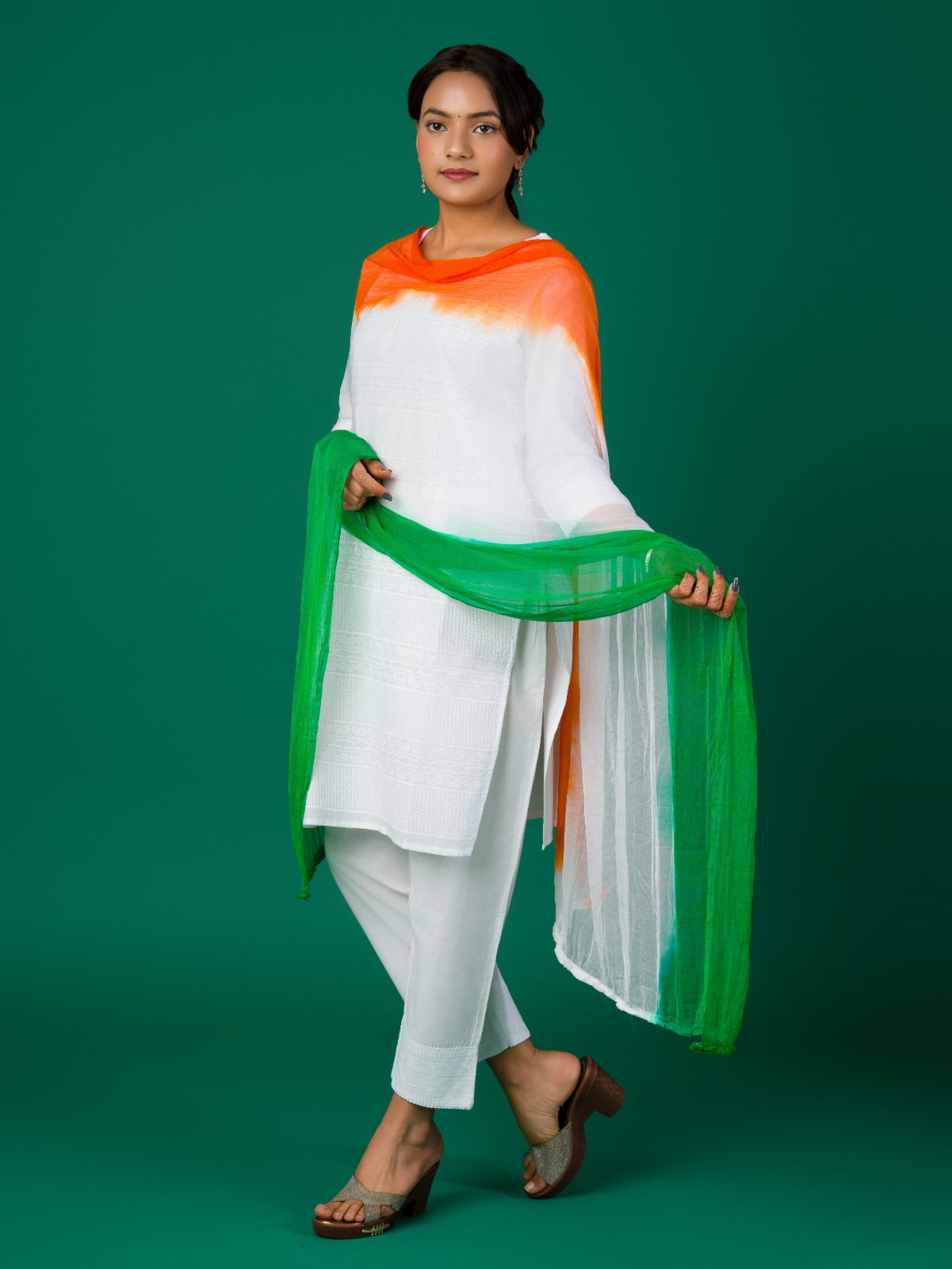 Kcpc New Chiffon fabric Tiranga StyleWith Tie dye work Dupatta RAY