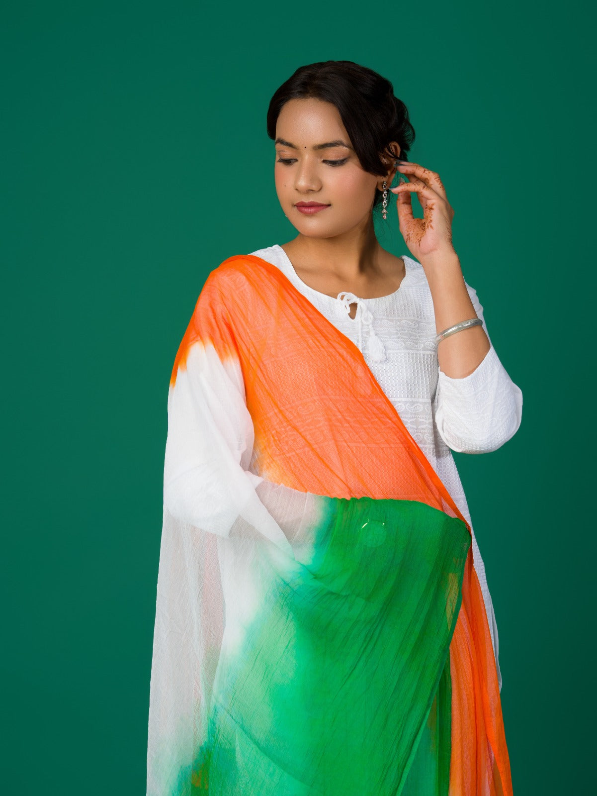 Kcpc New Chiffon fabric Tiranga StyleWith Tie dye work Dupatta RAY