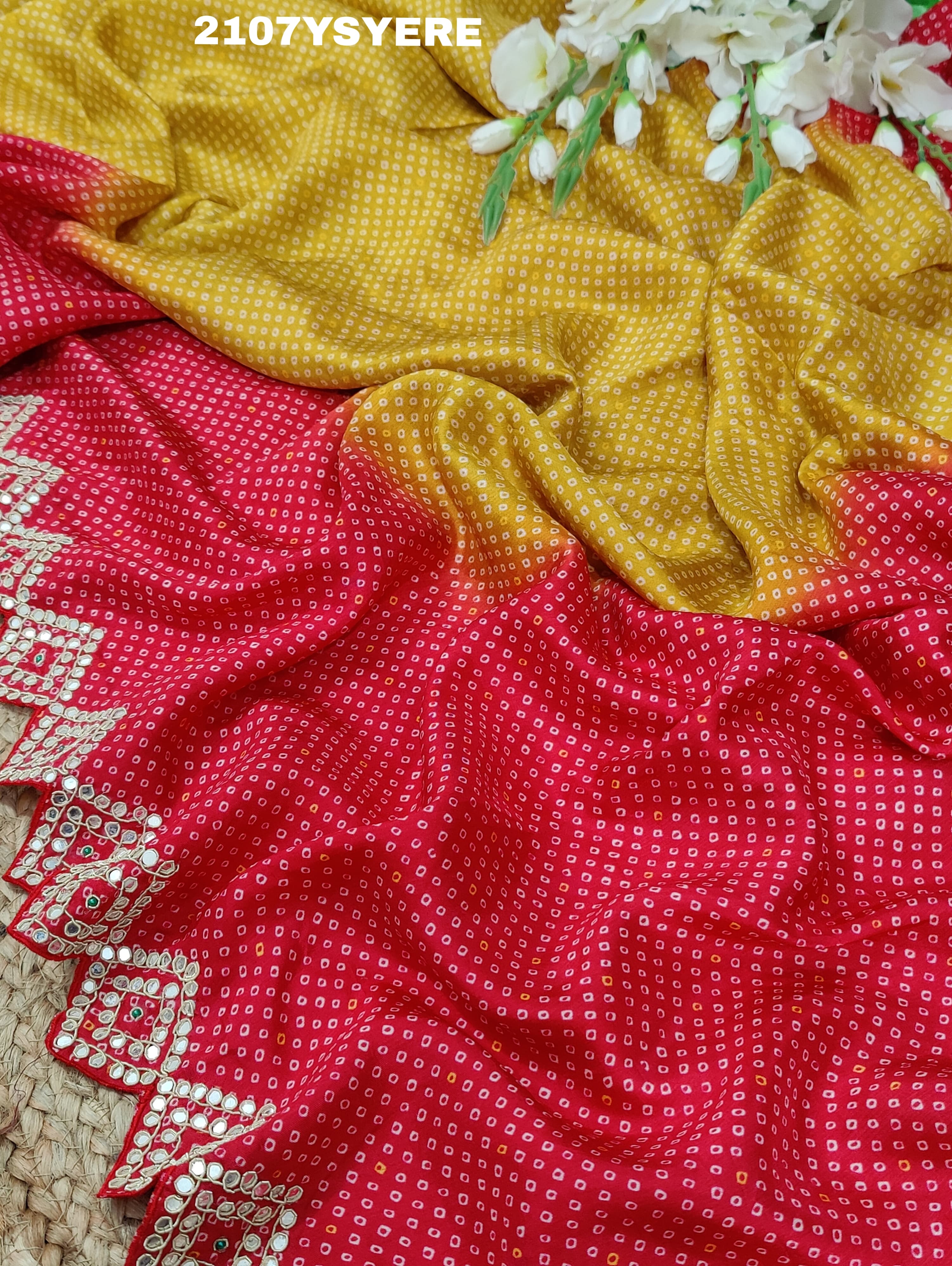  Modal silk Bandhani With Zardoji Gotapatti Work Saree