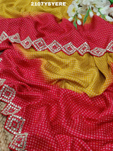  Modal silk Bandhani With Zardoji Gotapatti Work Saree