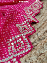 Modal silk Bandhani With Zardoji Gotapatti Work Saree in red colour