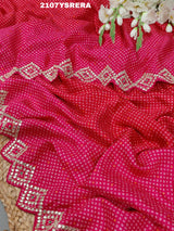 Modal silk Bandhani With Zardoji Gotapatti Work Saree in red colour