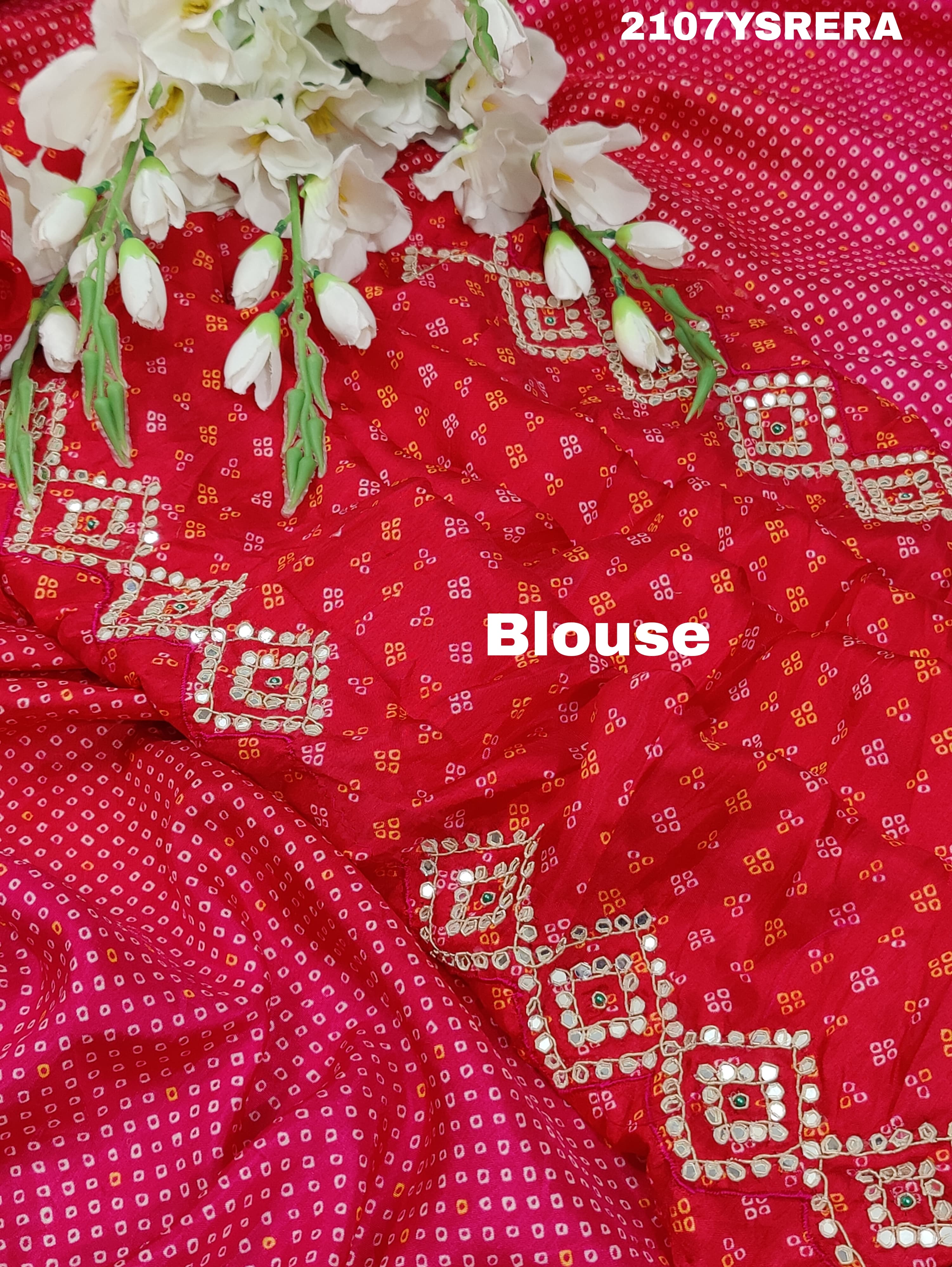 Modal silk Bandhani With Zardoji Gotapatti Work Saree in red colour
