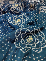  Modal Silk Bandhani With Pitan Gotapatti Worksaree in blue colour
