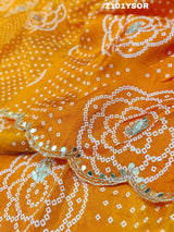  Silk Bandhani With Pitan Gotapatti Worksareein yellow colour