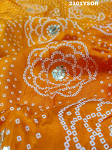  Silk Bandhani With Pitan Gotapatti Worksareein yellow colour